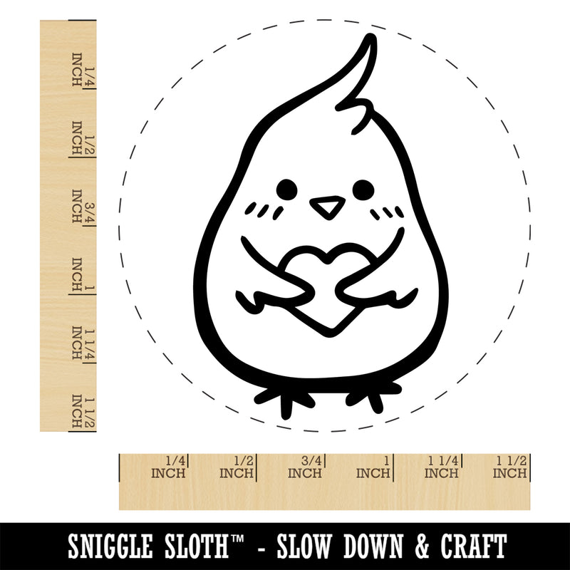 Cockatoo Holding Heart Self-Inking Rubber Stamp Ink Stamper for Stamping Crafting Planners