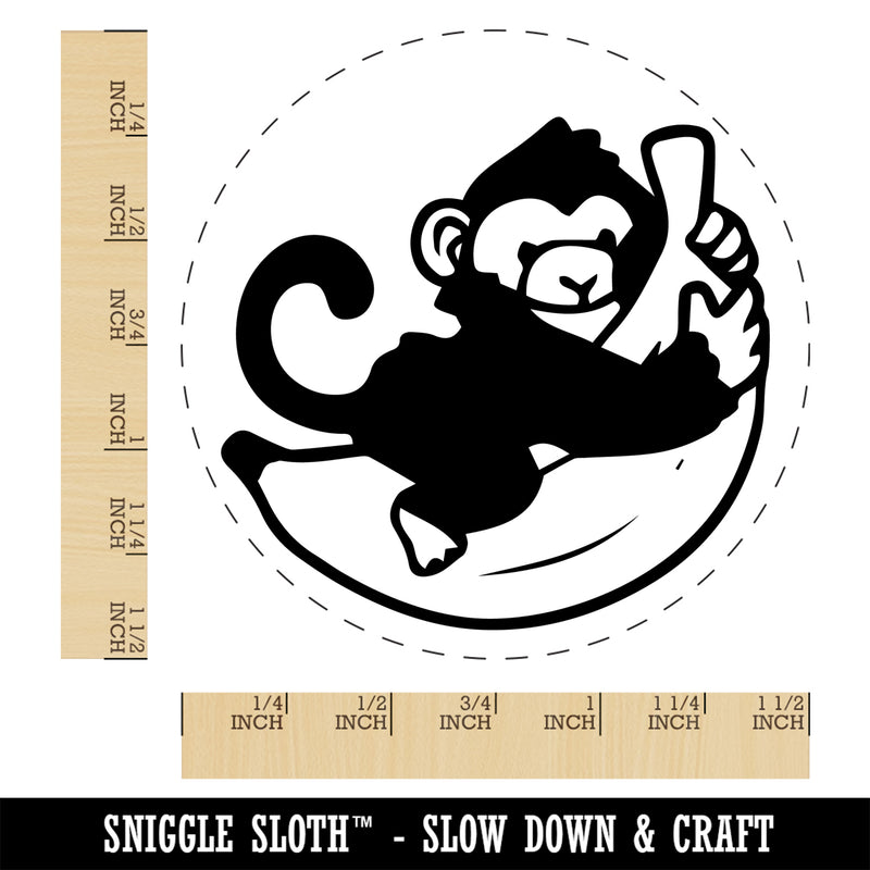 Baby Monkey Hugging Big Banana Self-Inking Rubber Stamp Ink Stamper for Stamping Crafting Planners