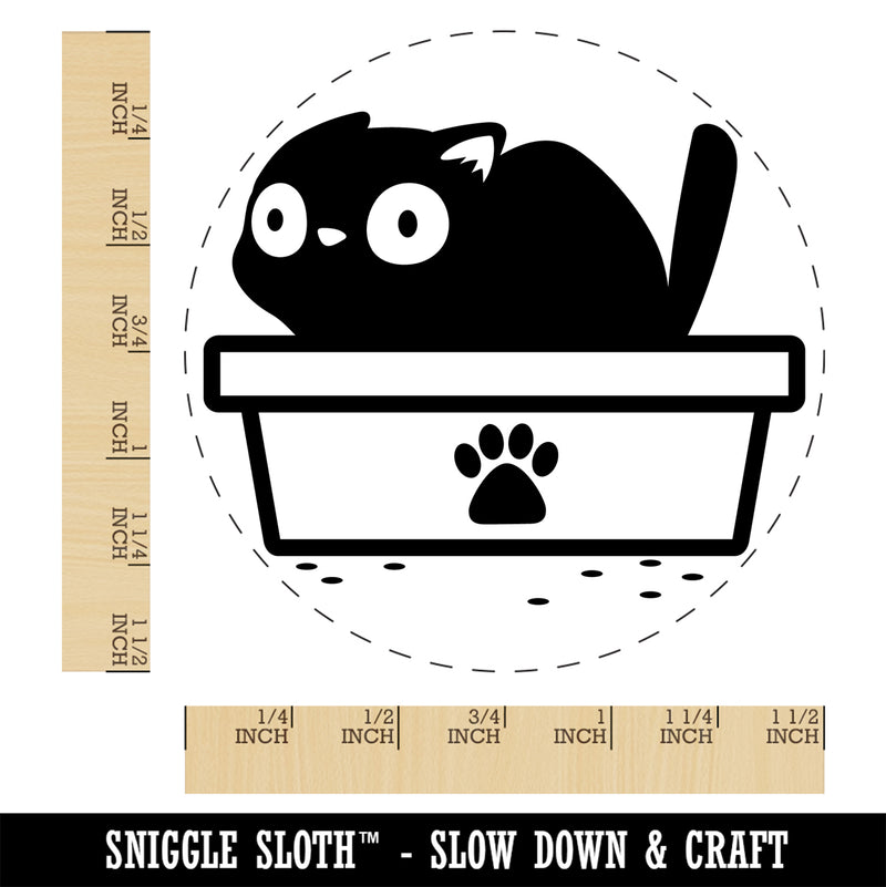 Cat Pooping Litter Box Funny Self-Inking Rubber Stamp Ink Stamper for Stamping Crafting Planners