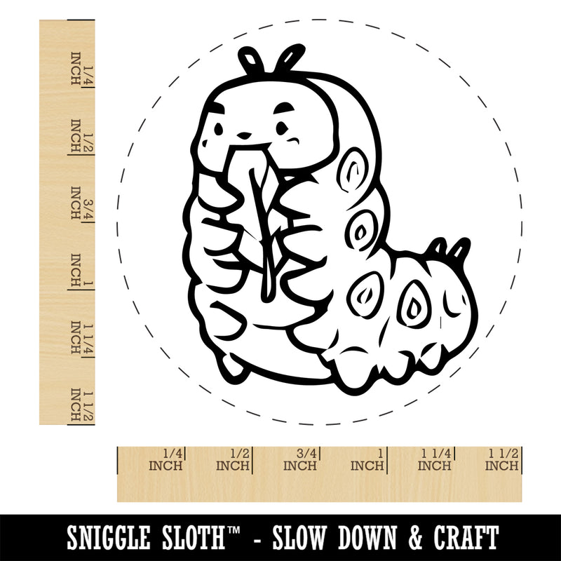 Chubby Caterpillar Eating Leaf Self-Inking Rubber Stamp Ink Stamper for Stamping Crafting Planners