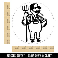 Farmer with Overalls and Pitchfork Self-Inking Rubber Stamp Ink Stamper for Stamping Crafting Planners