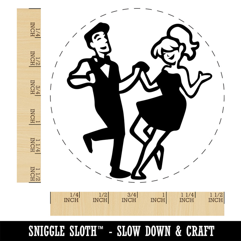 Happy Dancing Couple Self-Inking Rubber Stamp Ink Stamper for Stamping Crafting Planners