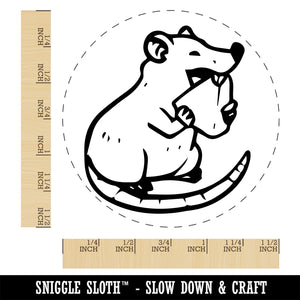 Happy Rat Eating Cheese Self-Inking Rubber Stamp Ink Stamper for Stamping Crafting Planners