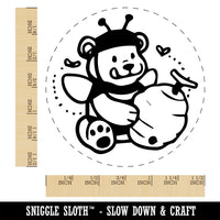 Hungry Honey Bear with Bee Hive Self-Inking Rubber Stamp Ink Stamper for Stamping Crafting Planners