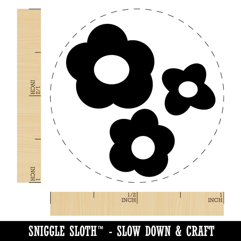 Flower Trio Self-Inking Rubber Stamp for Stamping Crafting Planners