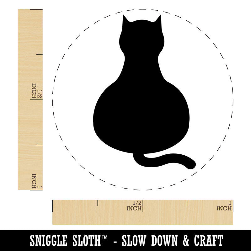 Cat Sitting Back Solid Self-Inking Rubber Stamp for Stamping Crafting Planners