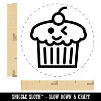 Cute Cupcake Kawaii Outline Self-Inking Rubber Stamp for Stamping Crafting Planners