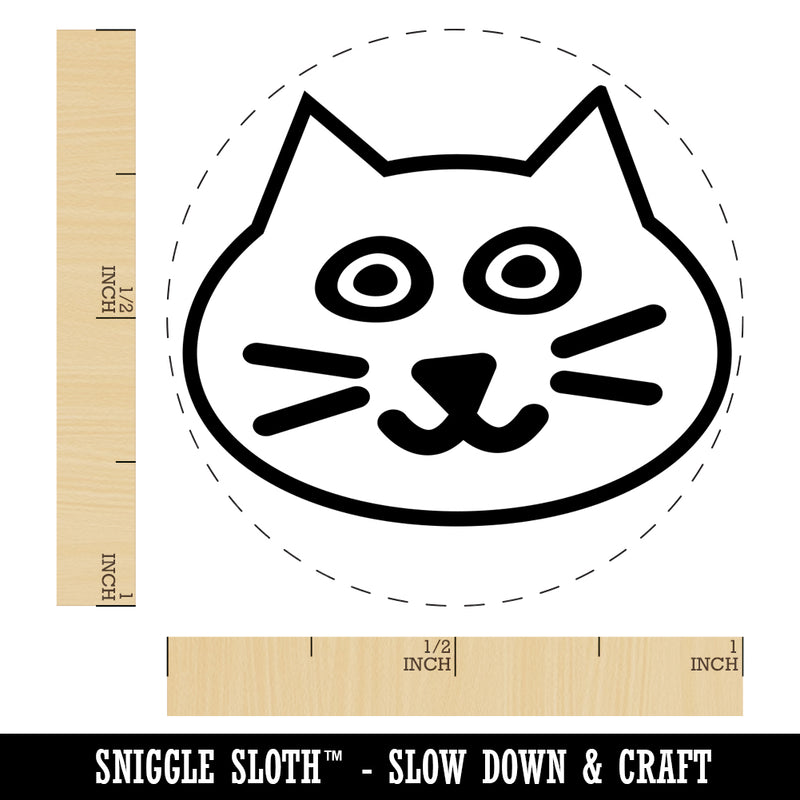 Happy Cat Face Doodle Self-Inking Rubber Stamp for Stamping Crafting Planners