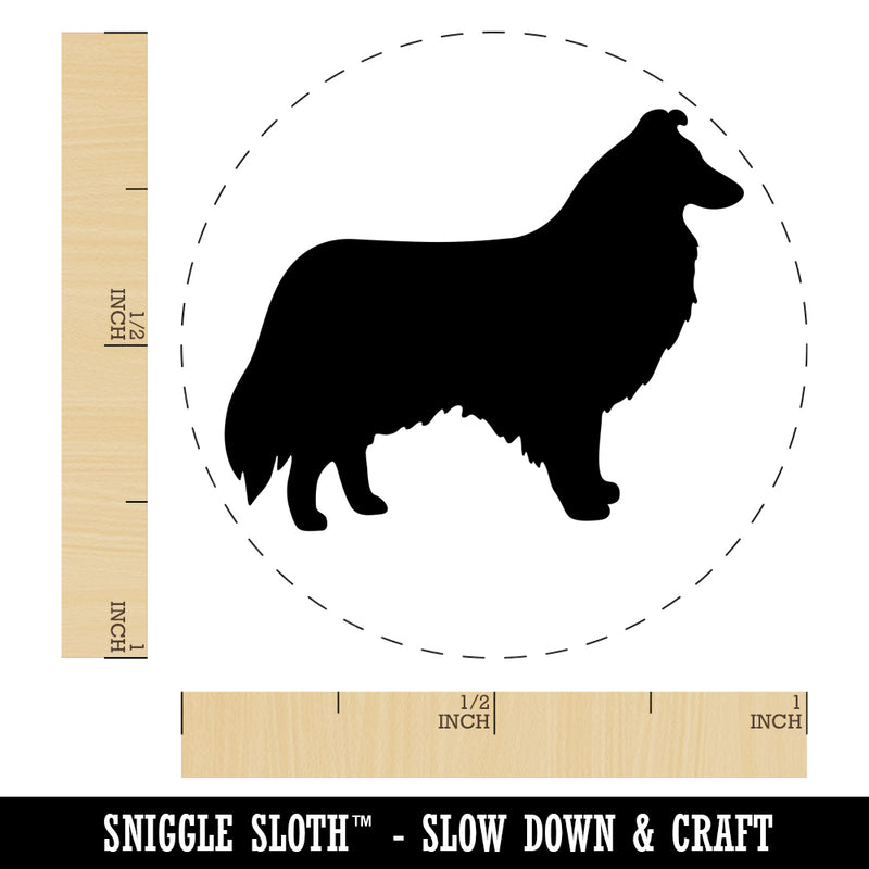 Rough Collie Dog Solid Self-Inking Rubber Stamp for Stamping Crafting Planners