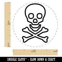 Skull and Crossbones Outline Self-Inking Rubber Stamp for Stamping Crafting Planners