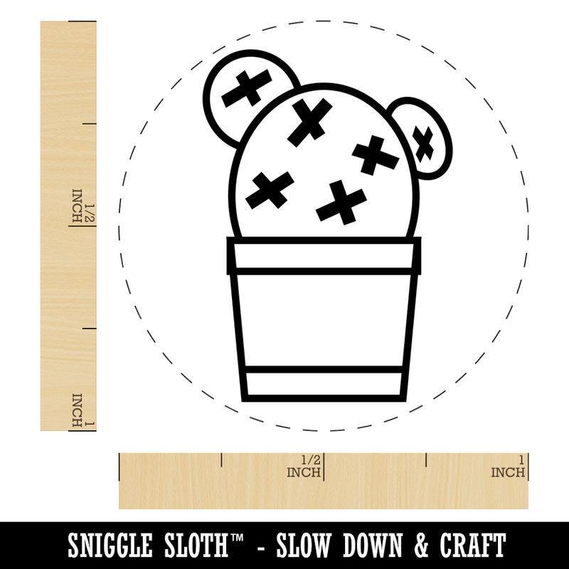 Cactus in Pot Succulent Self-Inking Rubber Stamp for Stamping Crafting Planners