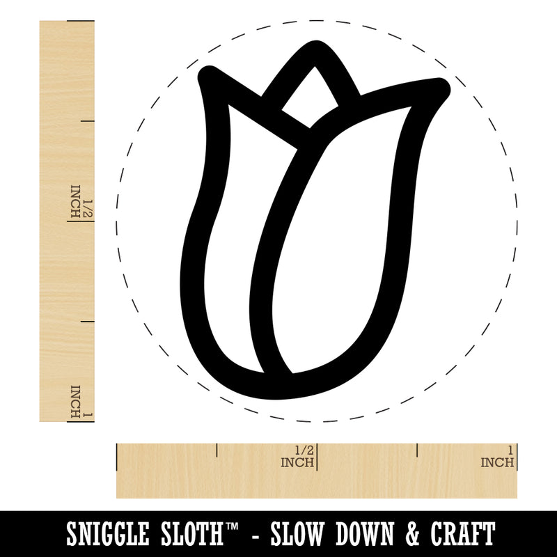 Flower Bud Outline Self-Inking Rubber Stamp for Stamping Crafting Planners