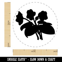 Violets Flowers Solid Self-Inking Rubber Stamp for Stamping Crafting Planners