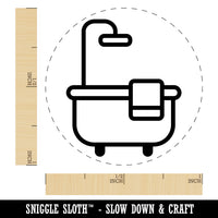 Bathtub Shower with Towel Outline Self-Inking Rubber Stamp for Stamping Crafting Planners