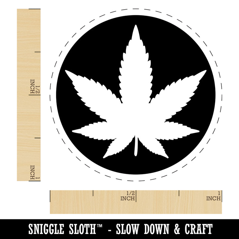 Marijuana Leaf in Circle Self-Inking Rubber Stamp for Stamping Crafting Planners