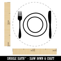 Place Setting Fork Knife Plate Utensil Eating Sketch Self-Inking Rubber Stamp for Stamping Crafting Planners