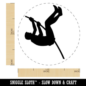 Pole Vaulter Track and Field Solid Self-Inking Rubber Stamp for Stamping Crafting Planners