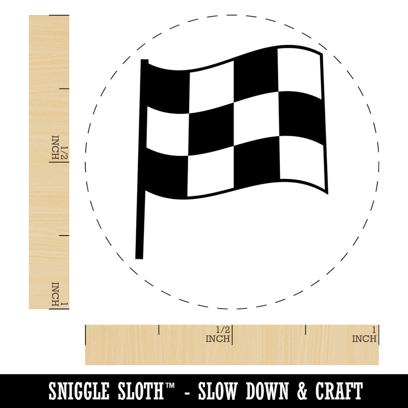 Waving Checkered Flag Self-Inking Rubber Stamp for Stamping Crafting Planners