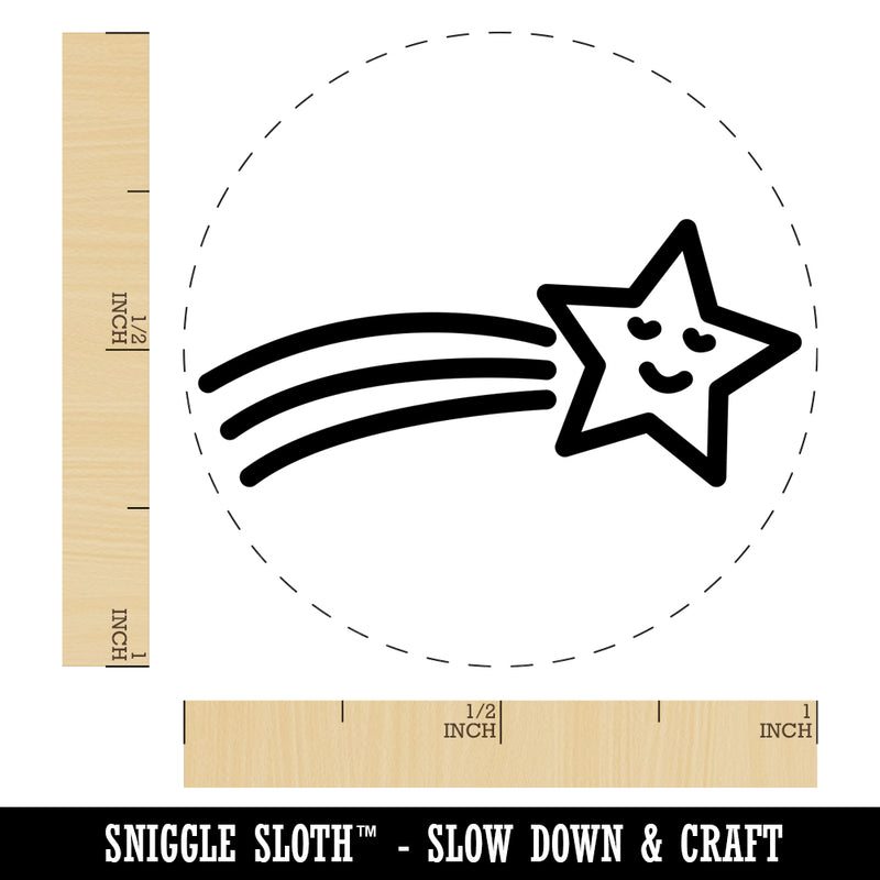 Smiling Shooting Star Self-Inking Rubber Stamp for Stamping Crafting Planners