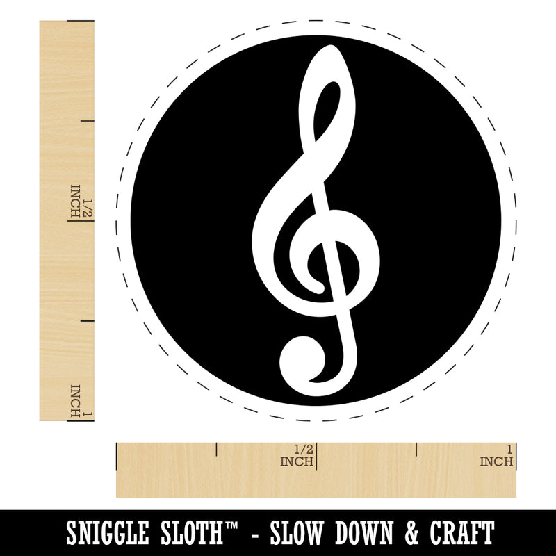 Treble Clef Music in Circle Self-Inking Rubber Stamp for Stamping Crafting Planners