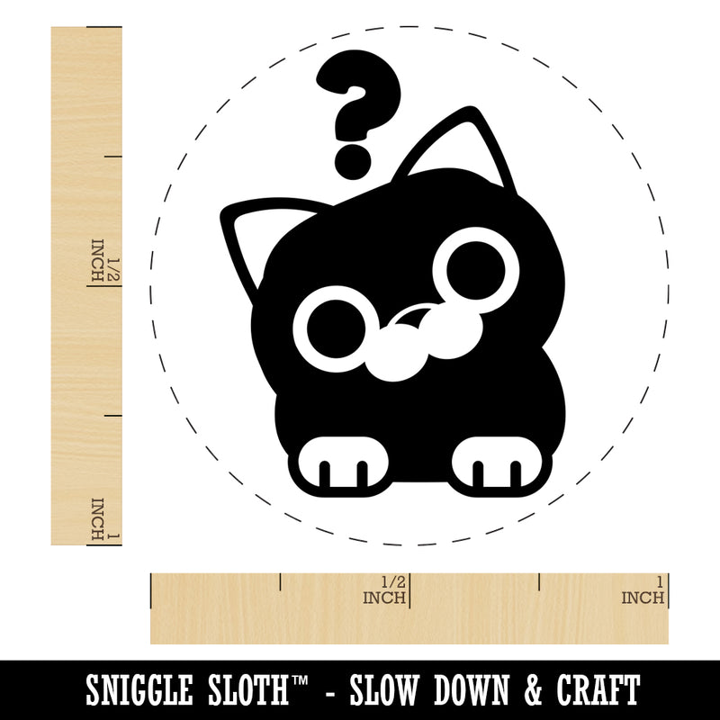 Round Cat Curious Self-Inking Rubber Stamp for Stamping Crafting Planners
