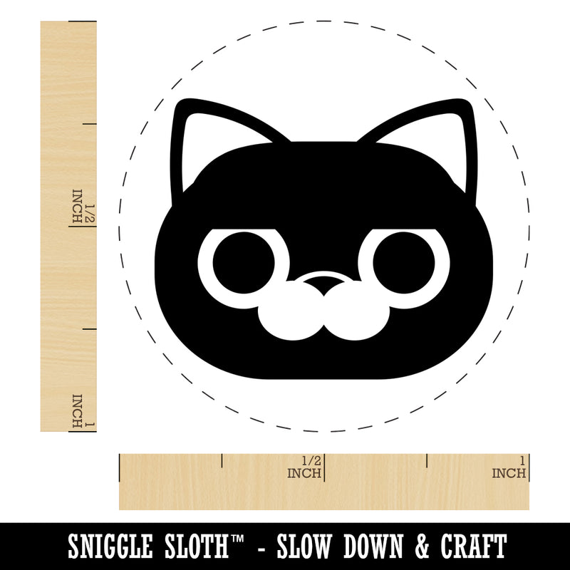 Round Cat Face Concerned Self-Inking Rubber Stamp for Stamping Crafting Planners