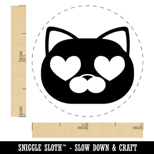 Round Cat Face Love Heart Eyes Self-Inking Rubber Stamp for Stamping Crafting Planners