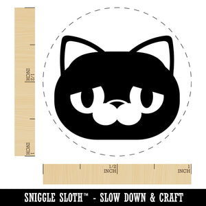 Round Cat Face Sad Self-Inking Rubber Stamp for Stamping Crafting Planners