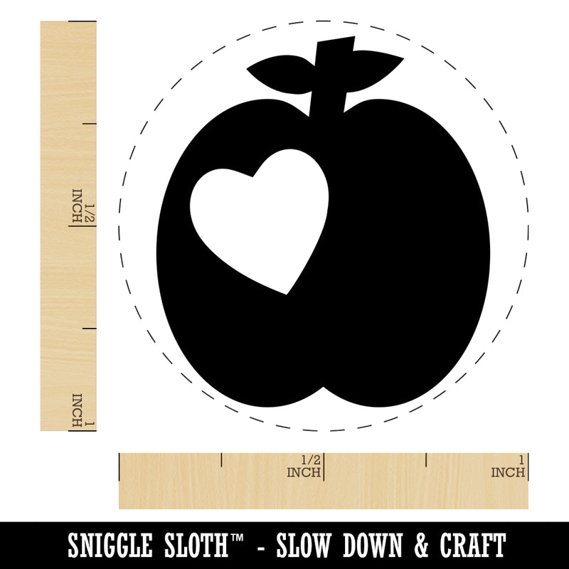 Apple with Heart Self-Inking Rubber Stamp for Stamping Crafting Planners