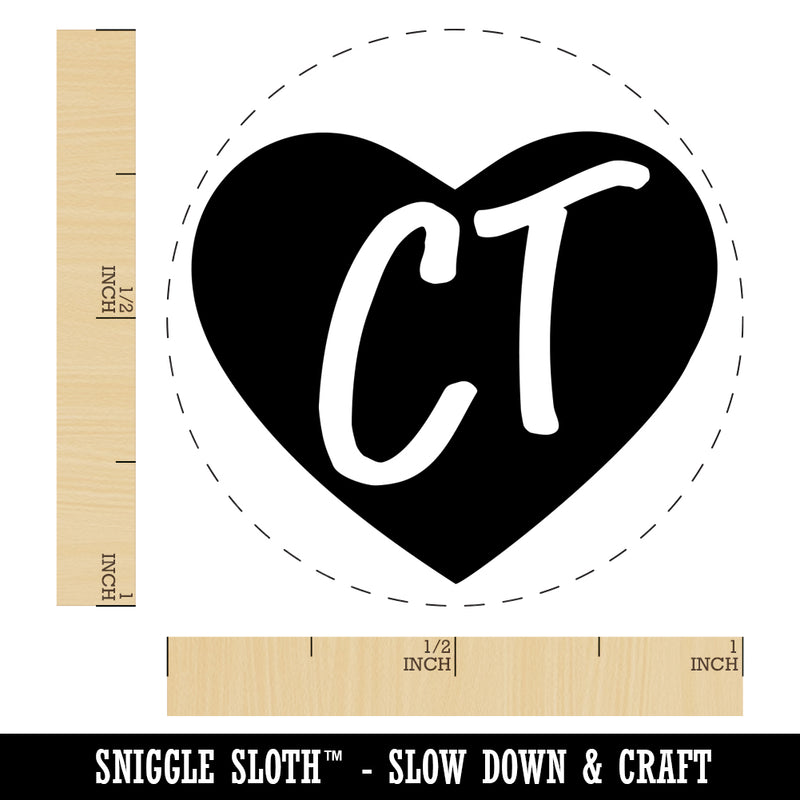 CT Connecticut State in Heart Self-Inking Rubber Stamp for Stamping Crafting Planners