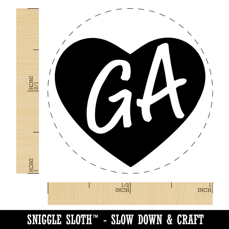 GA Georgia State in Heart Self-Inking Rubber Stamp for Stamping Crafting Planners