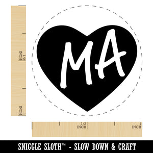 MA Massachusetts State in Heart Self-Inking Rubber Stamp for Stamping Crafting Planners