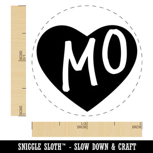 MO Missouri State in Heart Self-Inking Rubber Stamp for Stamping Crafting Planners