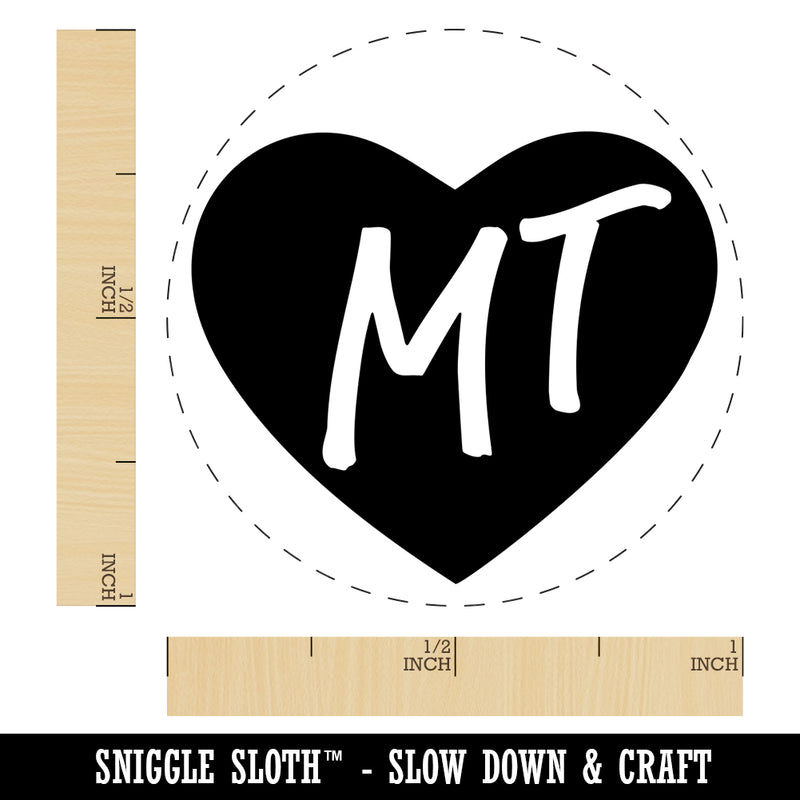 MT Montana State in Heart Self-Inking Rubber Stamp for Stamping Crafting Planners