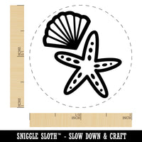 Starfish and Shell Beach Tropical Doodle Self-Inking Rubber Stamp for Stamping Crafting Planners