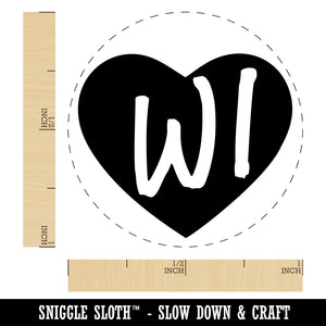 WI Wisconsin State in Heart Self-Inking Rubber Stamp for Stamping Crafting Planners