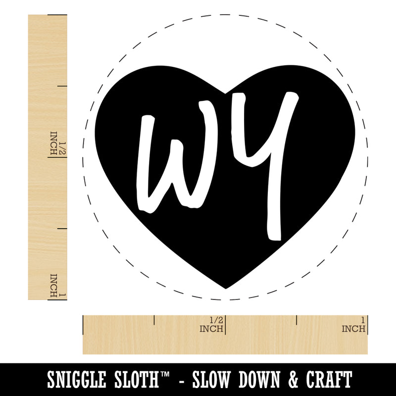 WY Wyoming State in Heart Self-Inking Rubber Stamp for Stamping Crafting Planners