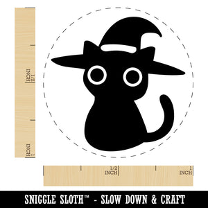 Black Cat with Witch Hat Halloween Self-Inking Rubber Stamp for Stamping Crafting Planners