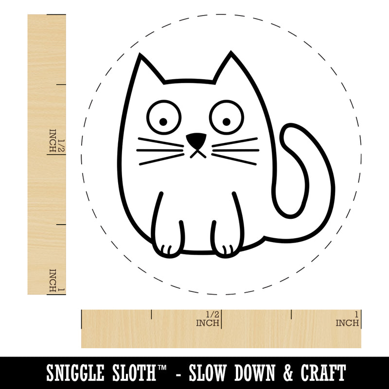 Wary Kitty Cat Self-Inking Rubber Stamp for Stamping Crafting Planners