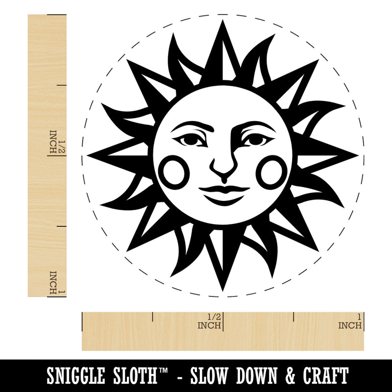 Heraldic Sun Face Self-Inking Rubber Stamp for Stamping Crafting Planners