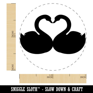 Kissing Swans Forming a Heart Self-Inking Rubber Stamp for Stamping Crafting Planners