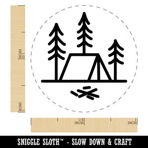 Simple Tent Camping in Woods Self-Inking Rubber Stamp for Stamping Crafting Planners