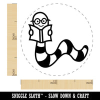 Book Worm Reading Self-Inking Rubber Stamp for Stamping Crafting Planners