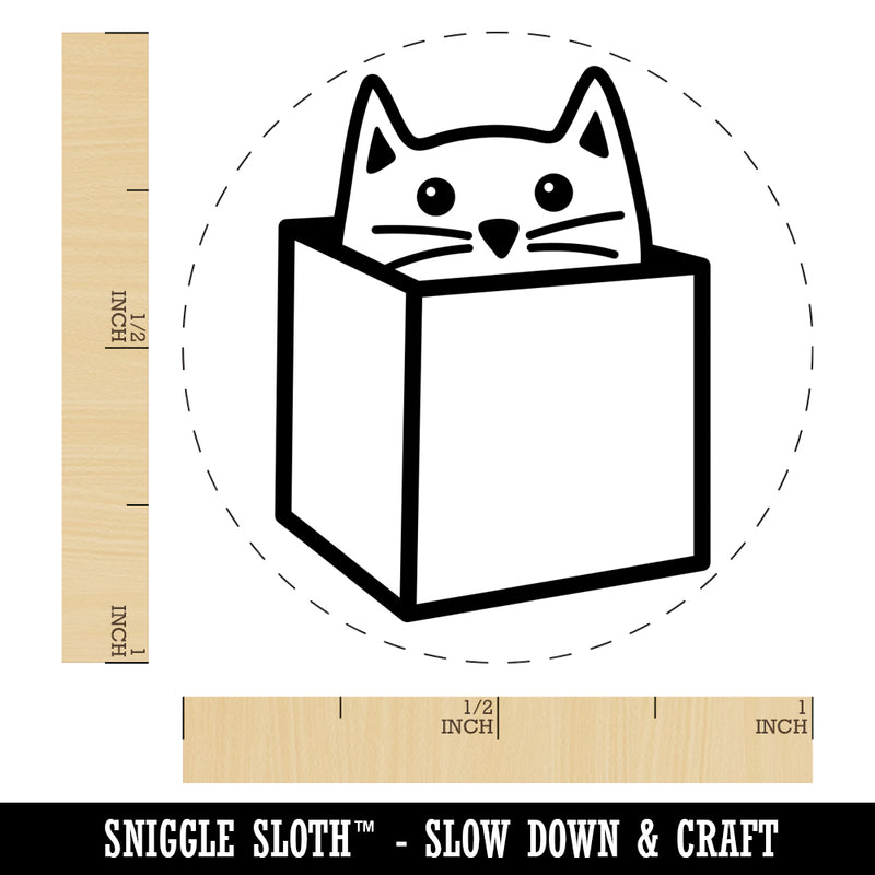 Cat in Box Self-Inking Rubber Stamp for Stamping Crafting Planners