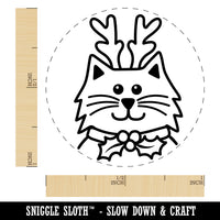 Cat Reindeer Christmas Self-Inking Rubber Stamp for Stamping Crafting Planners