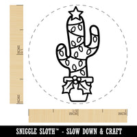 Christmas Cactus with Lights Star Self-Inking Rubber Stamp for Stamping Crafting Planners