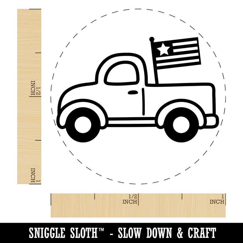 Cute Truck with Flag Self-Inking Rubber Stamp for Stamping Crafting Planners