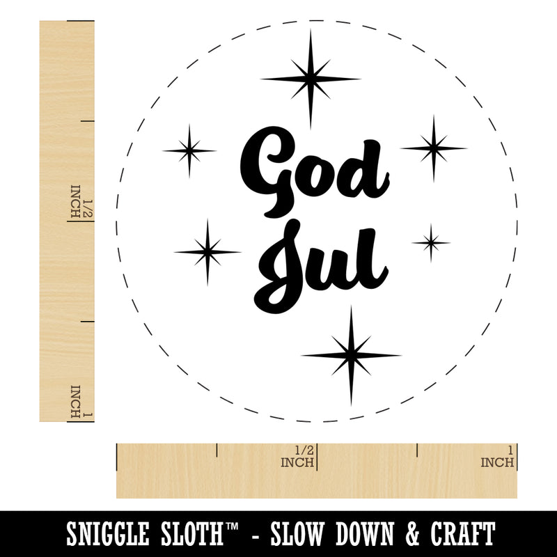 God Jul Norwegian Merry Christmas Starburst Self-Inking Rubber Stamp for Stamping Crafting Planners