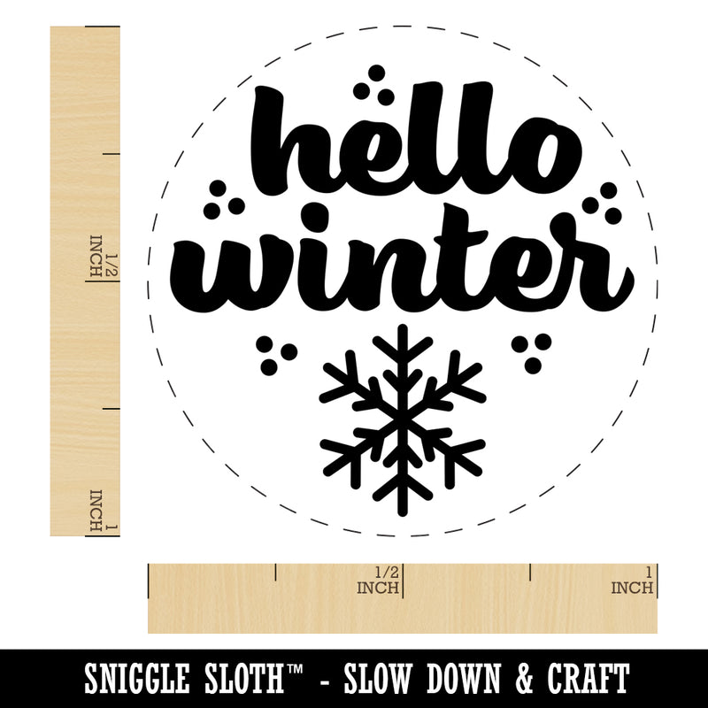 Hello Winter Self-Inking Rubber Stamp for Stamping Crafting Planners