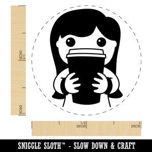 Latte Girl Coffee Self-Inking Rubber Stamp for Stamping Crafting Planners